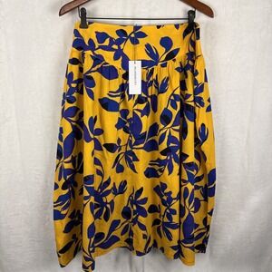 Liz Claiborne Black A-Line Skirt Marigold‎ Floral Print Midi Size 14 NWT